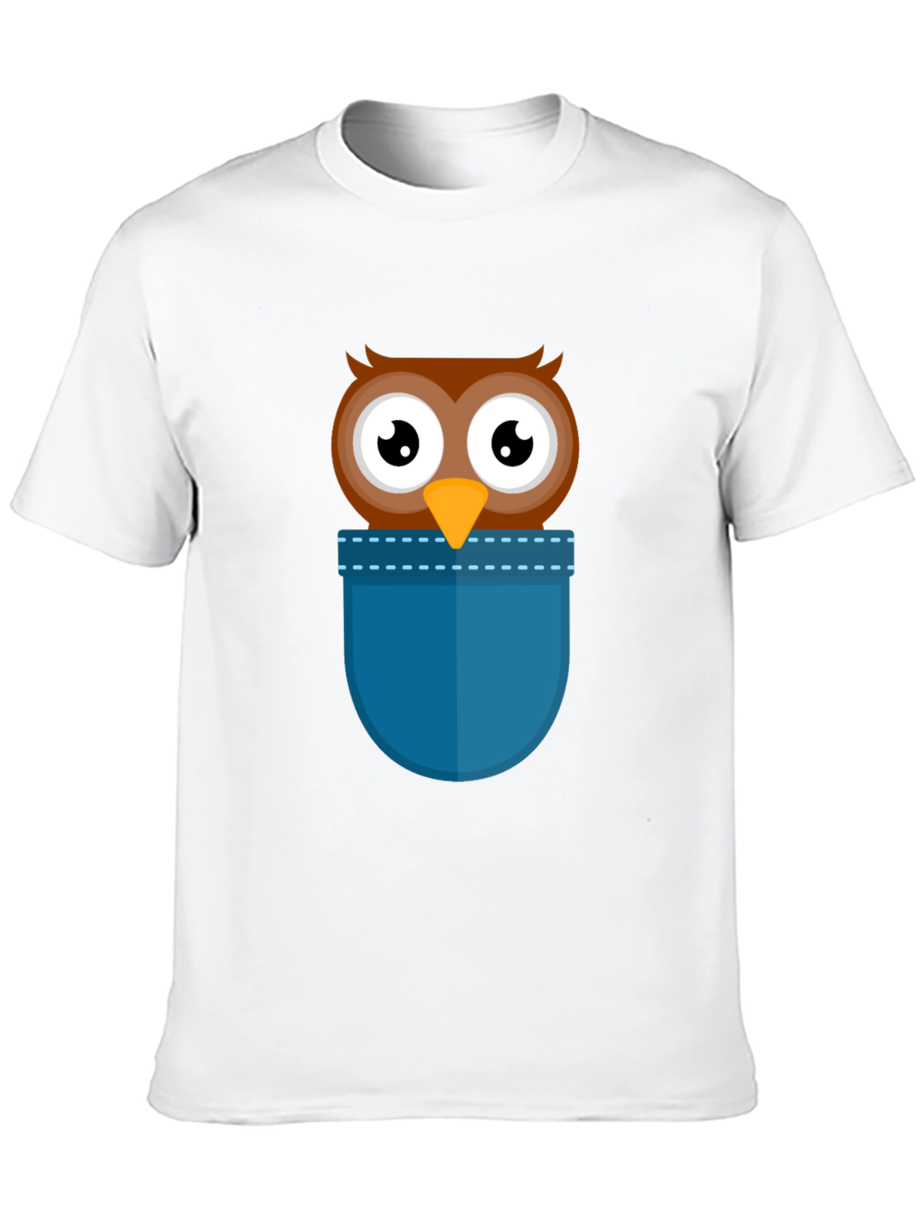 Cartoon Owl Pocket T-Shirt - Black