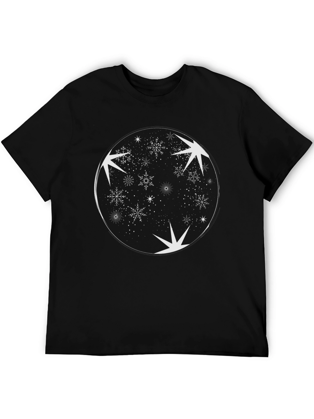 Snowflake Starry Night Black T-Shirt