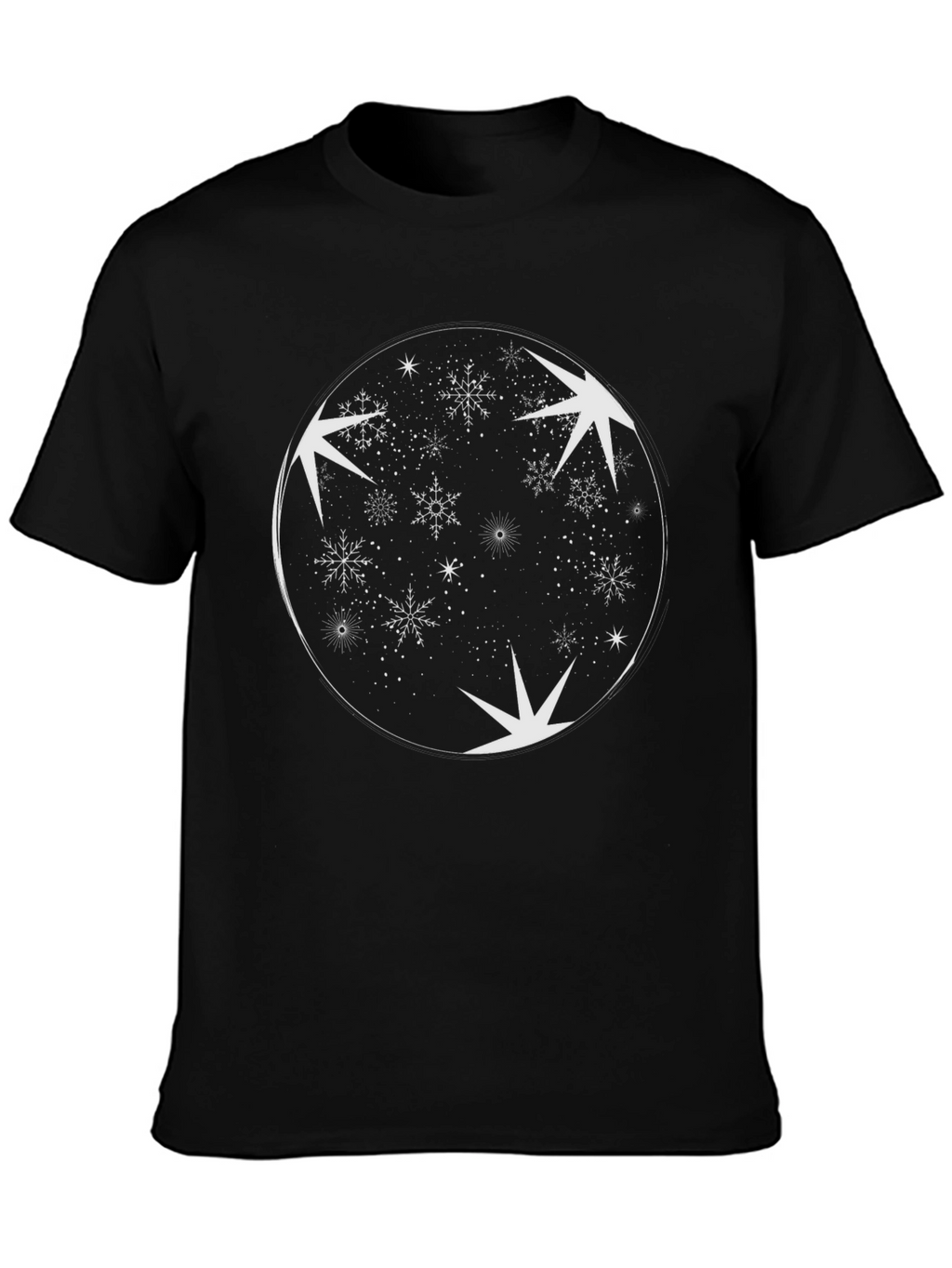 Snowflake Starry Night Black T-Shirt