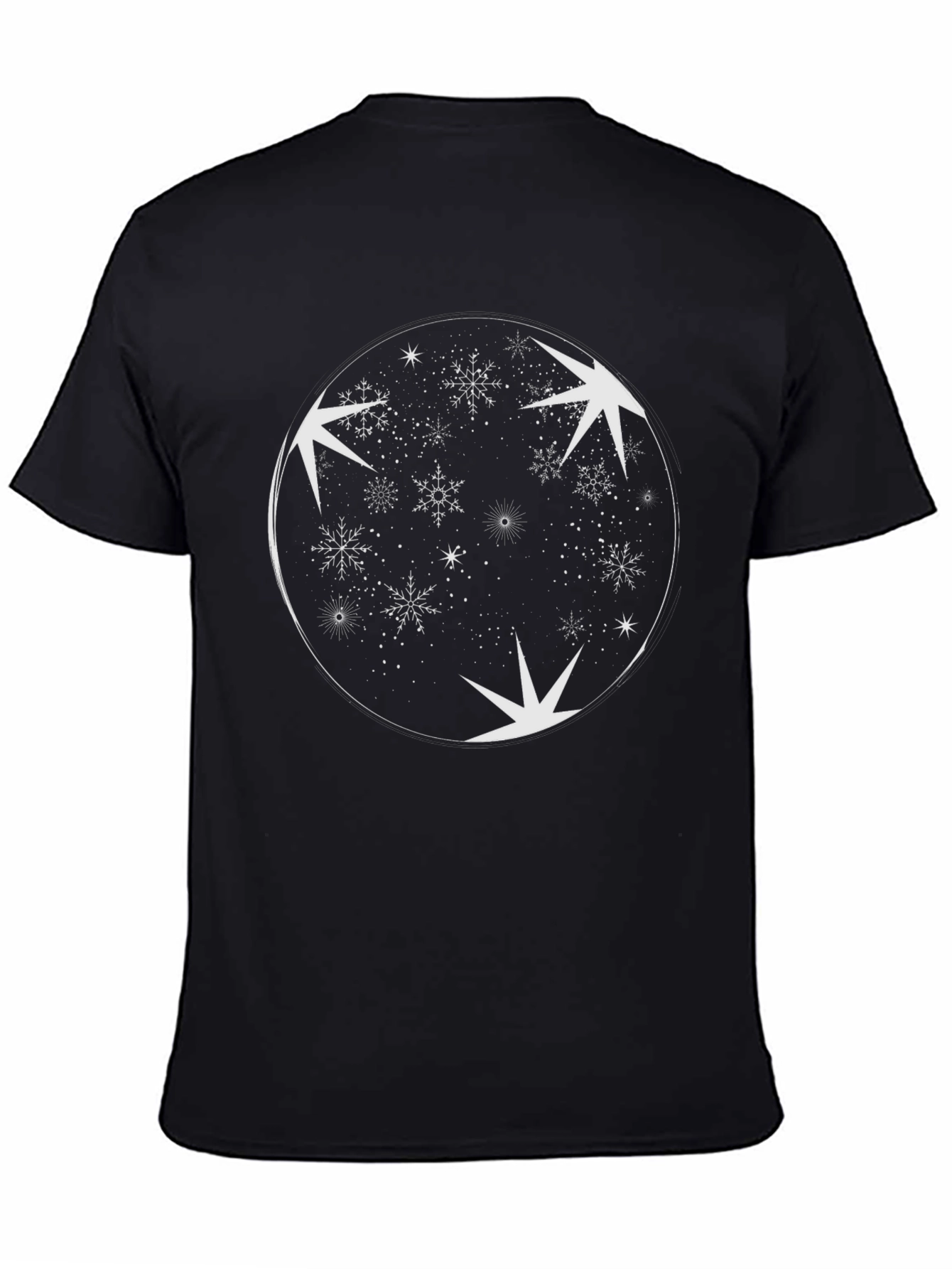 Snowflake Starry Night Black T-Shirt