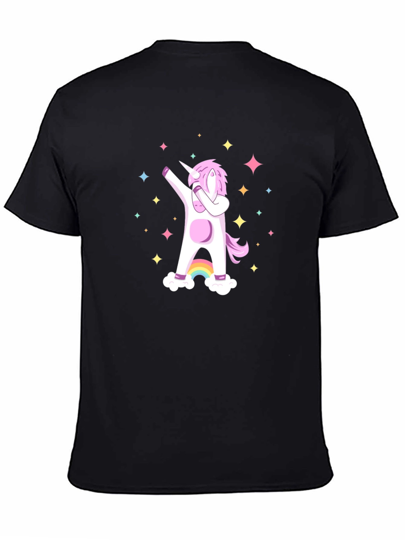 Dabbing Unicorn Graphic Tee - Black Cotton Casual Shirt