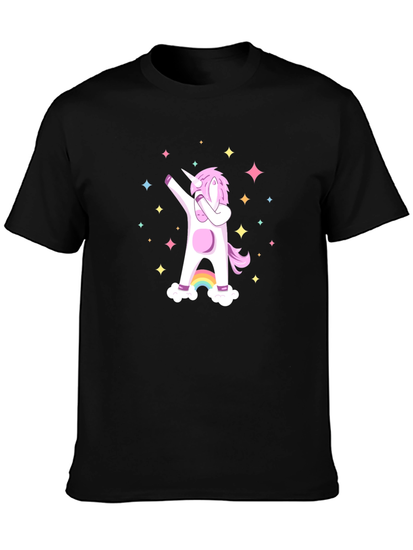 Dabbing Unicorn Graphic Tee - Black Cotton Casual Shirt