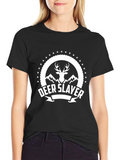 Deer Slayer Graphic T-Shirt - Black Cotton Tee