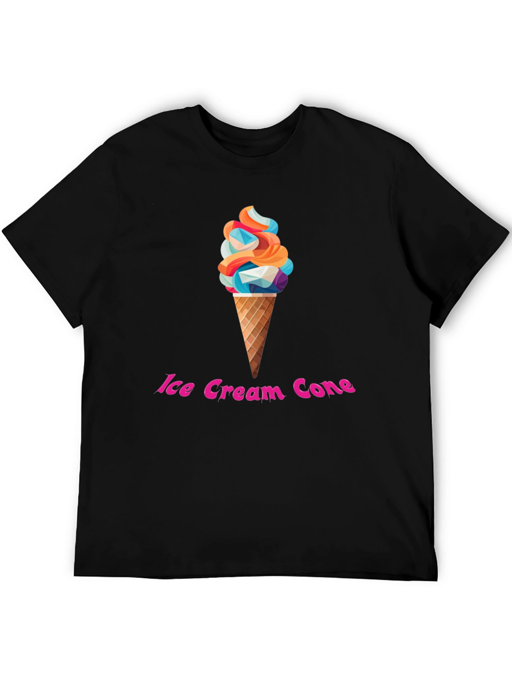 Ice Cream Cone Graphic T-Shirt - Trendy Black Tee