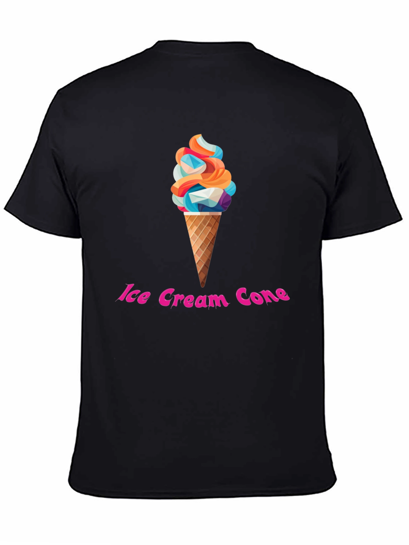 Ice Cream Cone Graphic T-Shirt - Trendy Black Tee