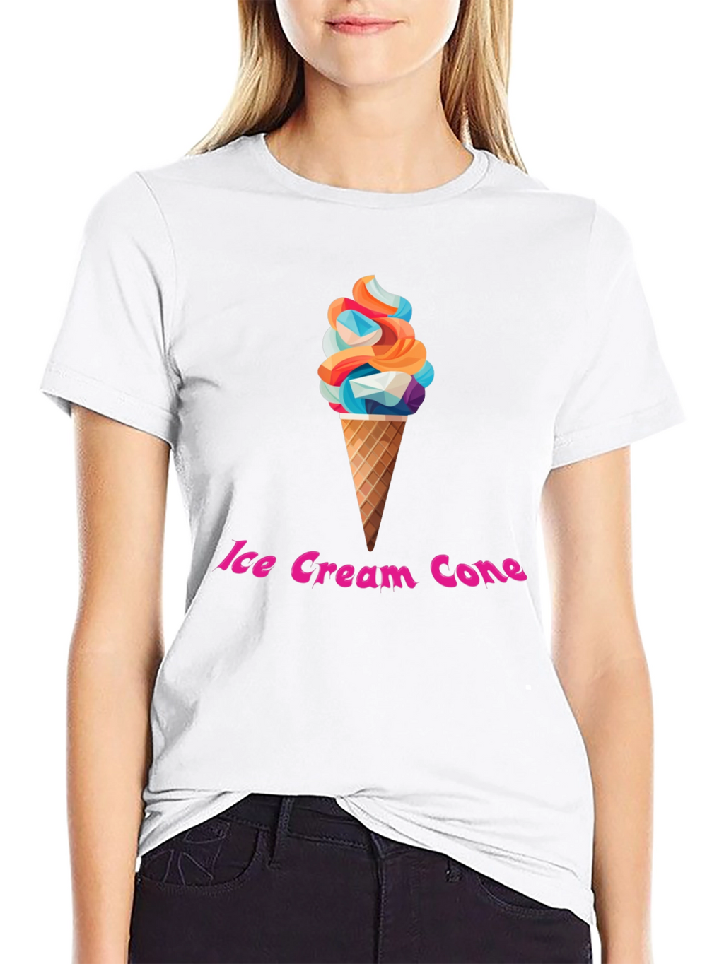Ice Cream Cone Graphic T-Shirt - Trendy Black Tee