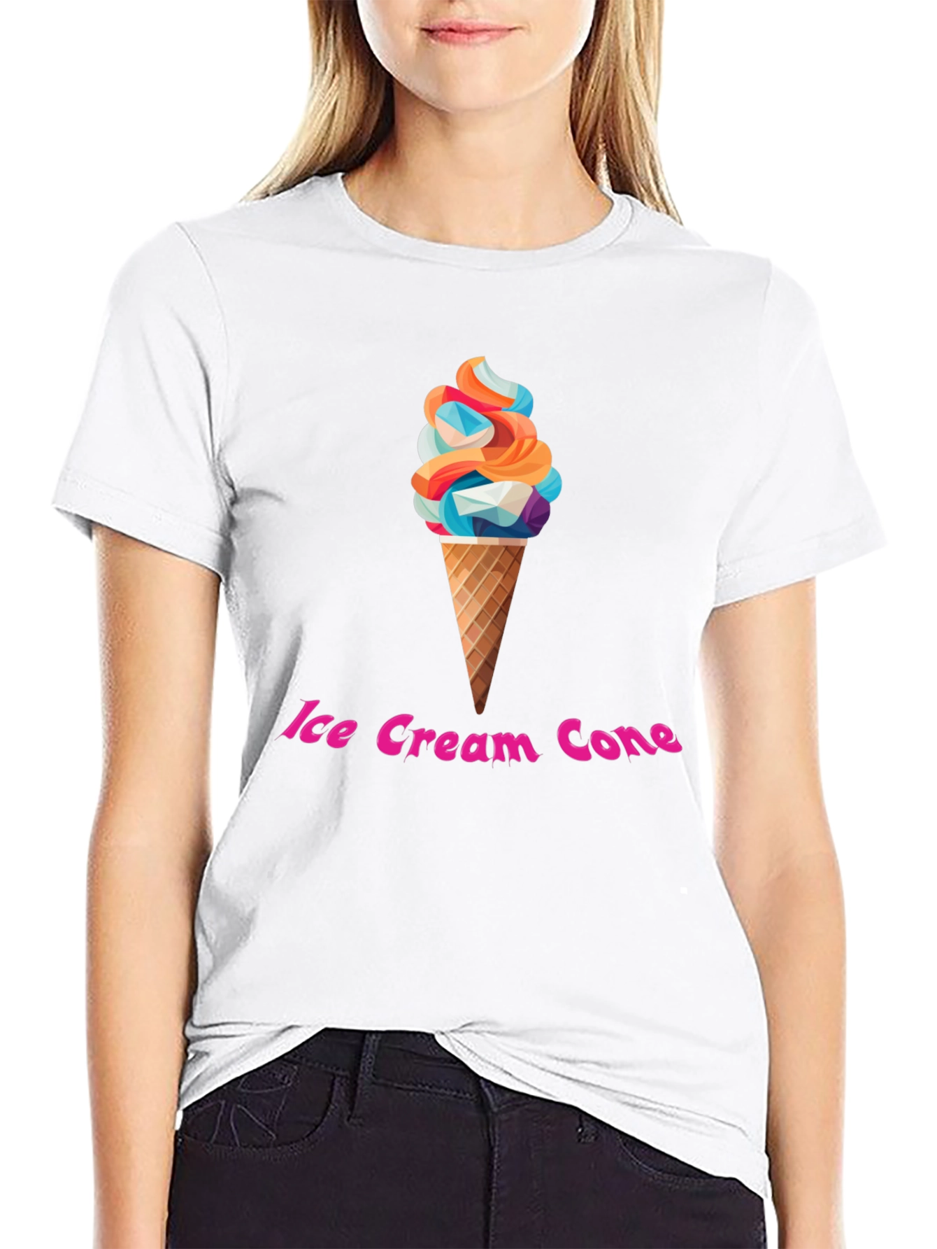 Ice Cream Cone Graphic T-Shirt - Trendy Black Tee