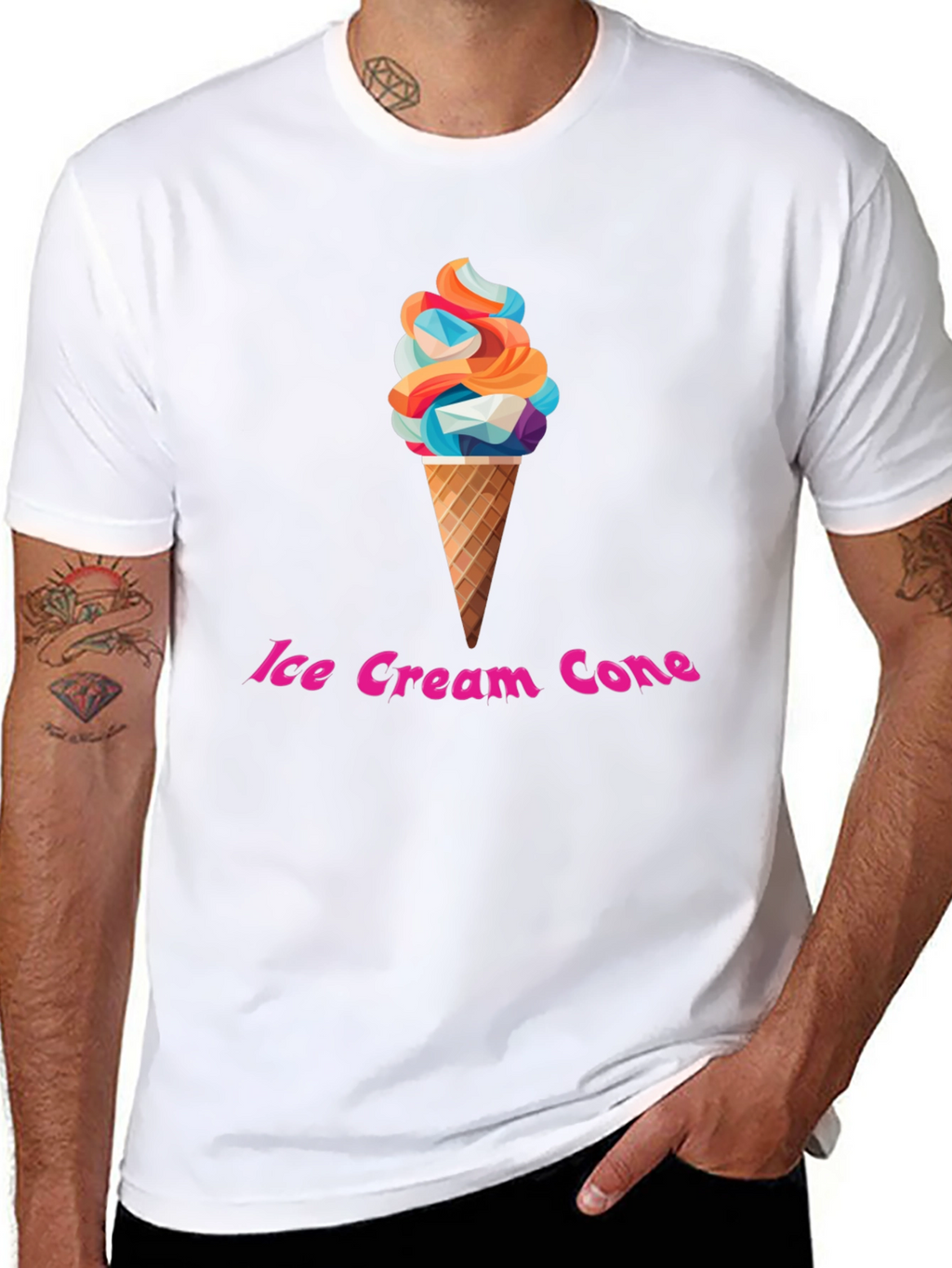 Ice Cream Cone Graphic T-Shirt - Trendy Black Tee
