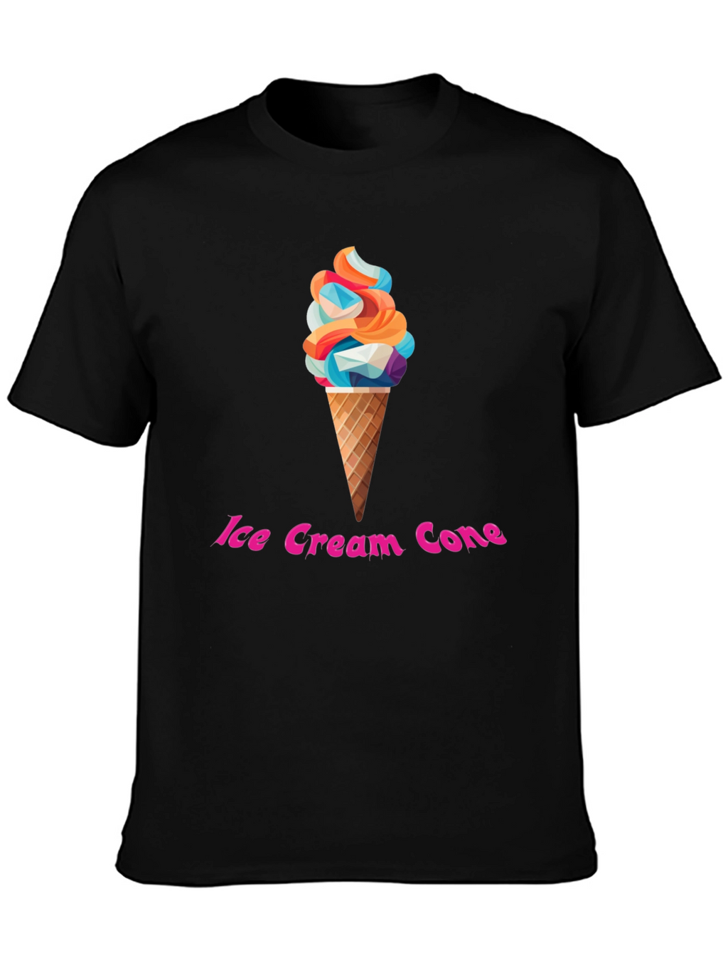 Ice Cream Cone Graphic T-Shirt - Trendy Black Tee