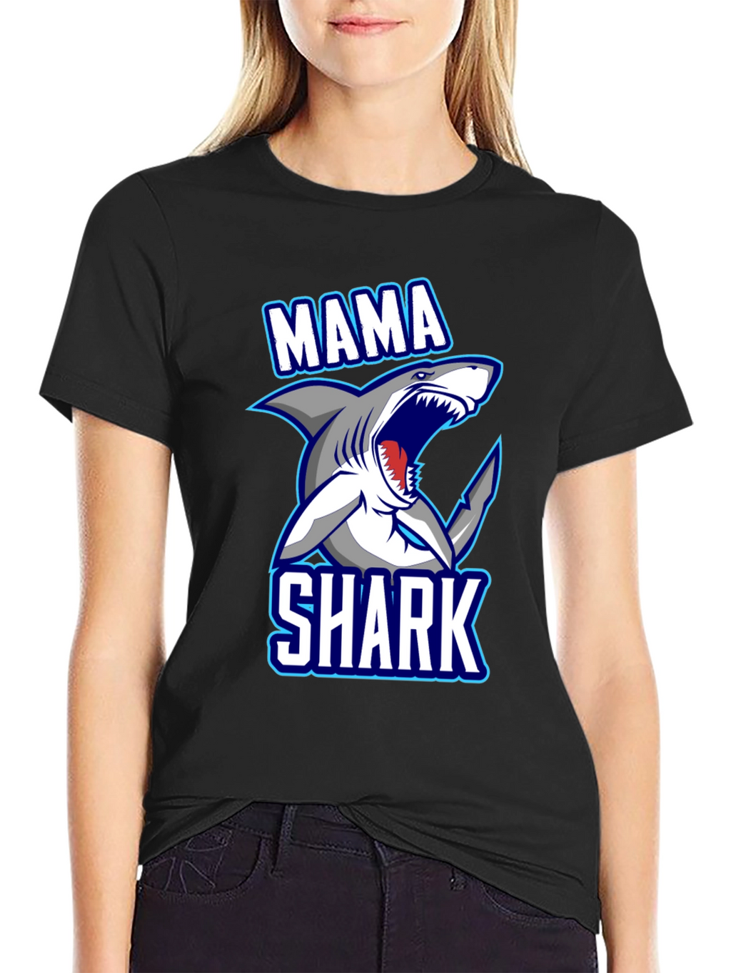 Mama Shark Graphic T-Shirt - Fun Family Apparel