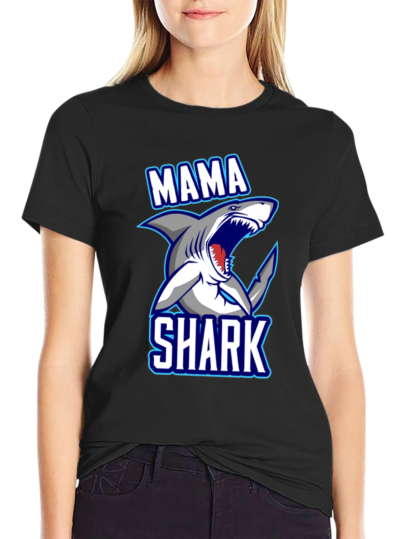 Mama Shark Graphic T-Shirt - Fun Family Apparel