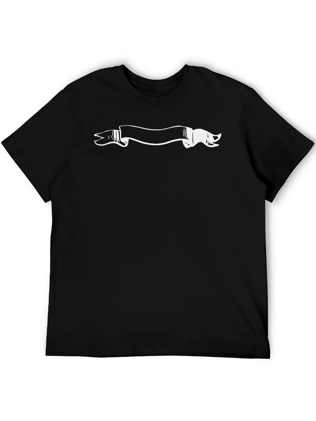 Black T-Shirt with White Banner Graphic