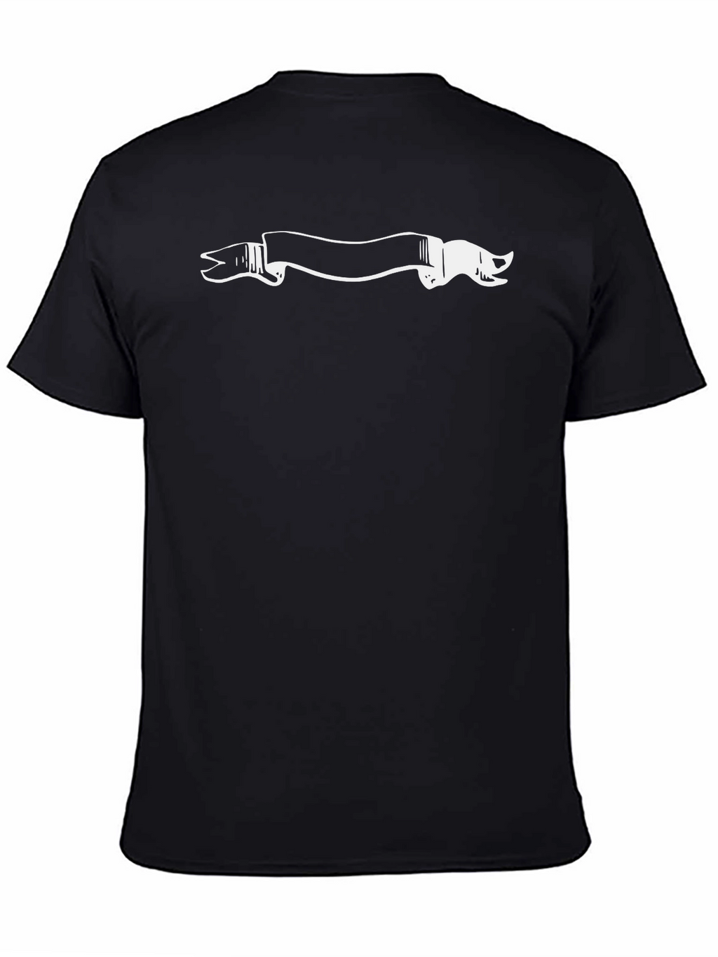 Black T-Shirt with White Banner Graphic