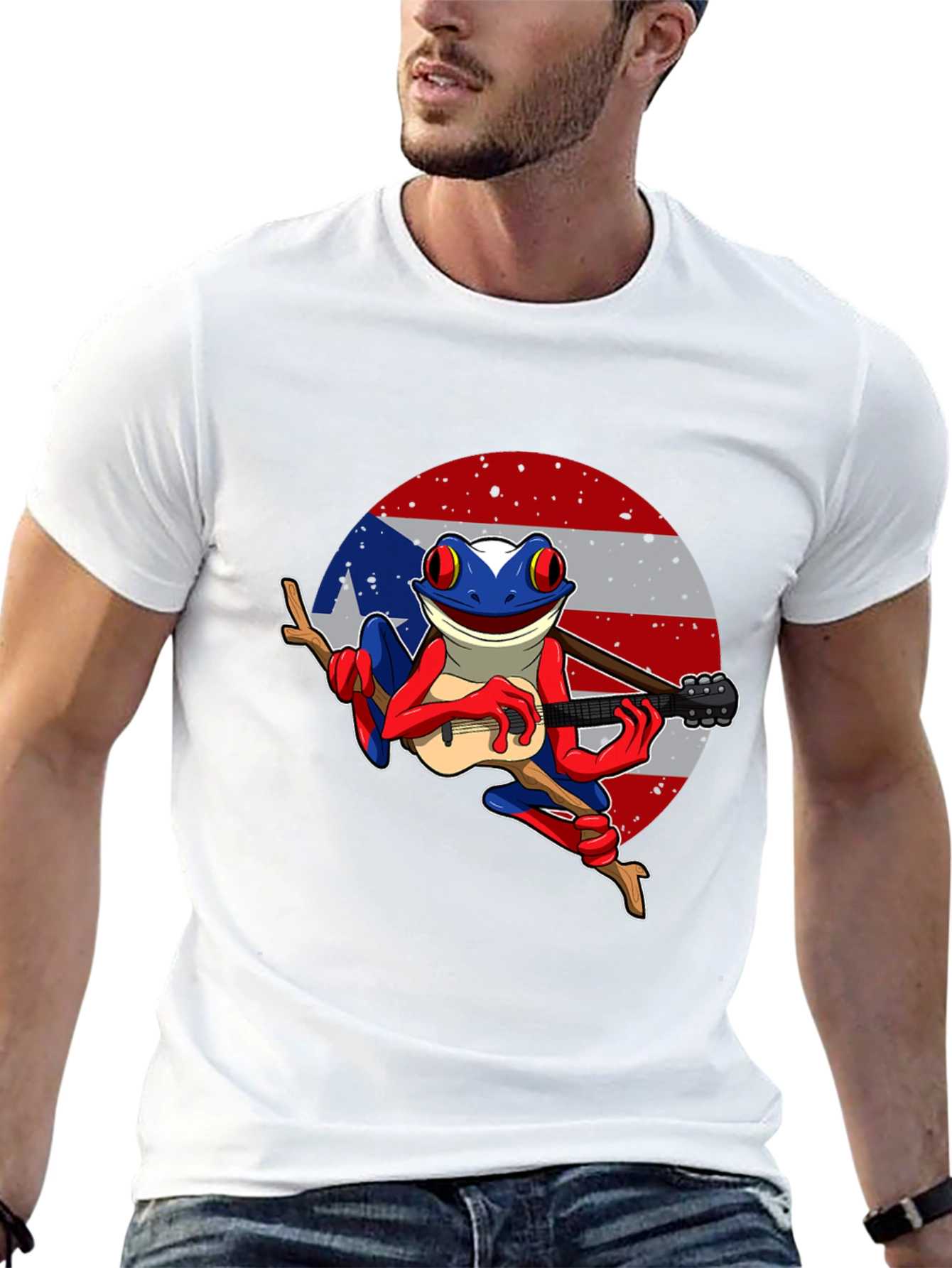 Puerto Rico Frog T-Shirt - Coqui Playing Guitar