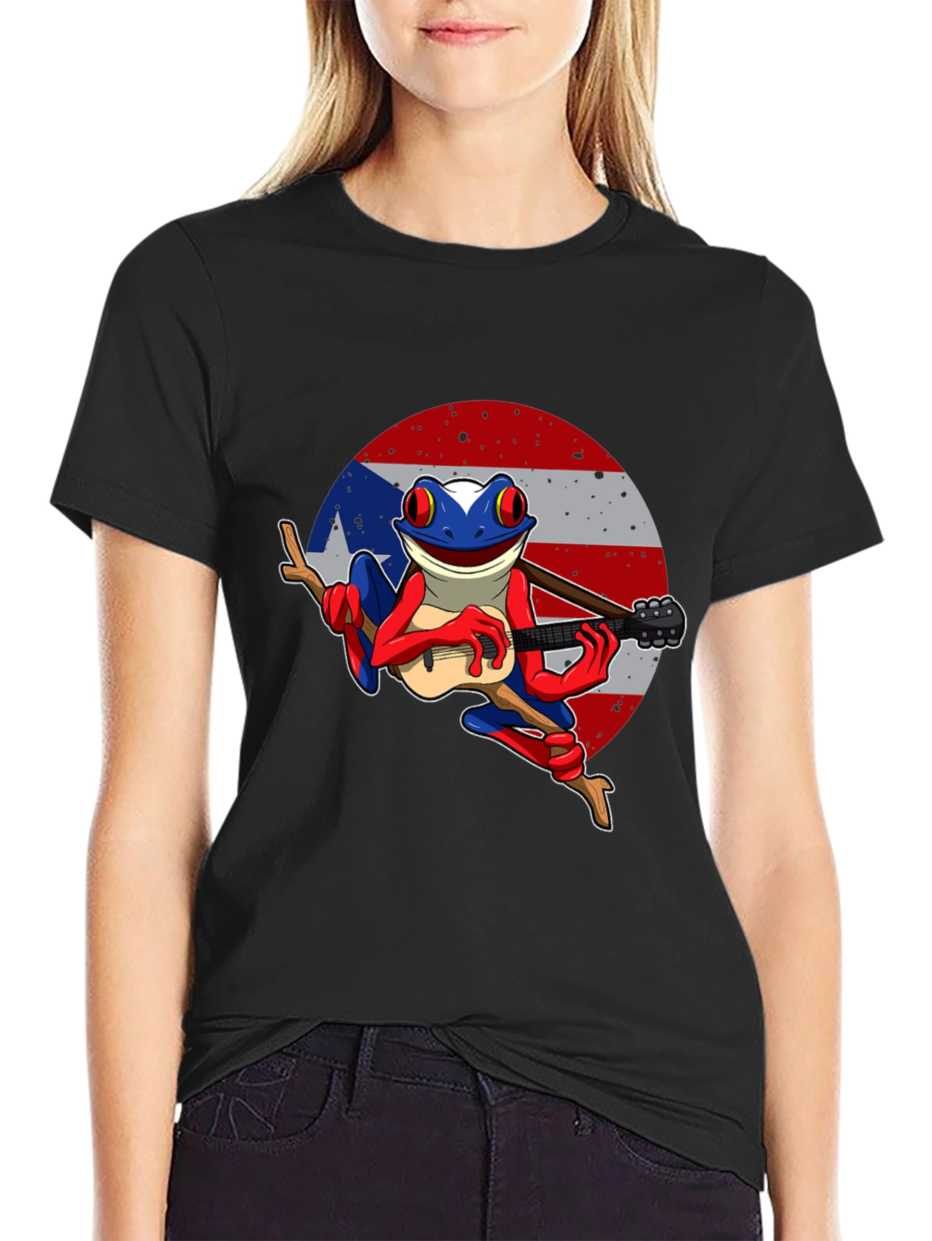 Puerto Rico Frog T-Shirt - Coqui Playing Guitar