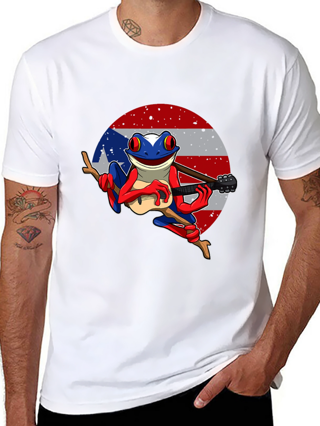 Puerto Rico Frog T-Shirt - Coqui Playing Guitar