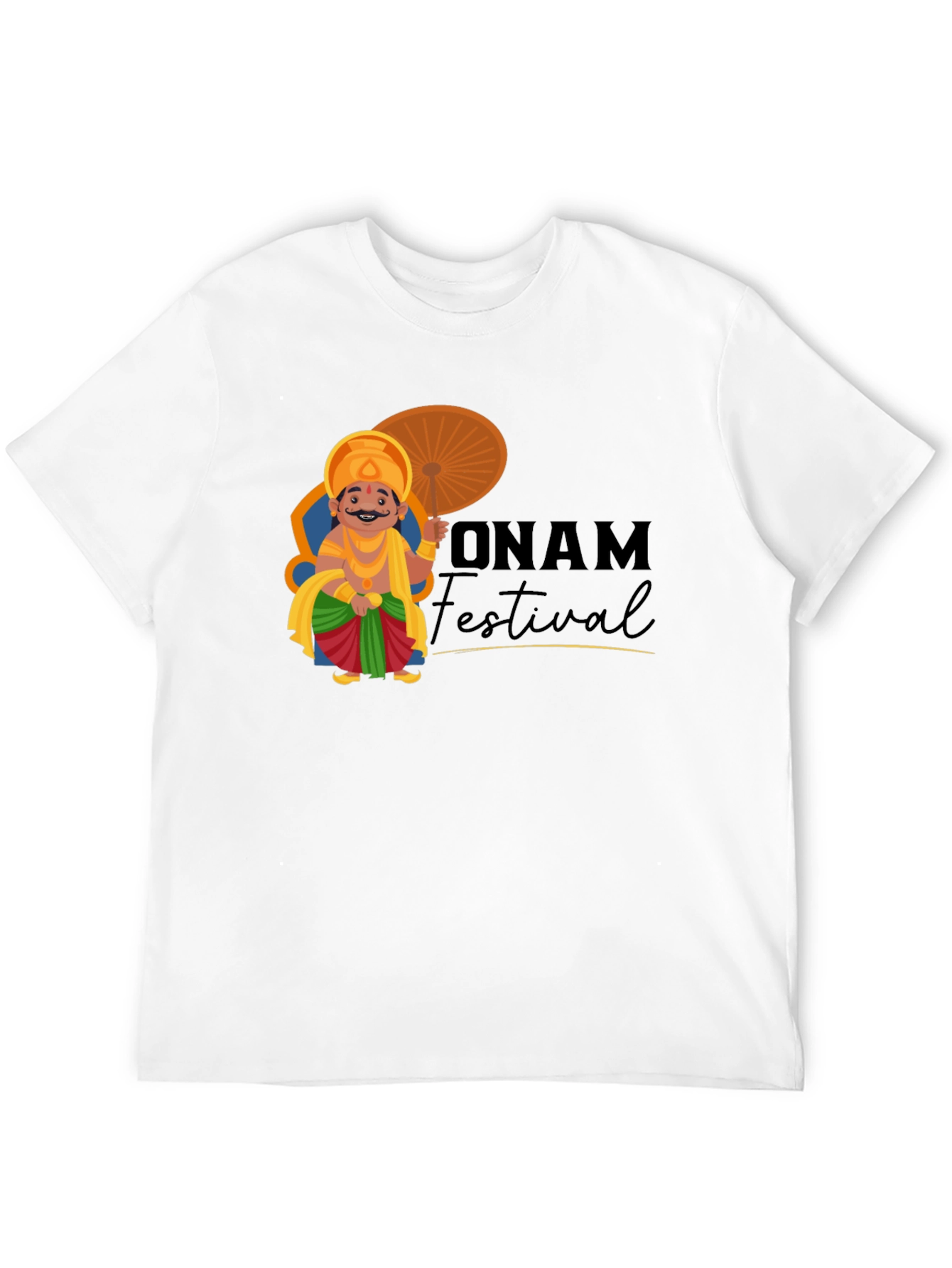 Onam Festival Graphic Tee - Black Cotton T-Shirt