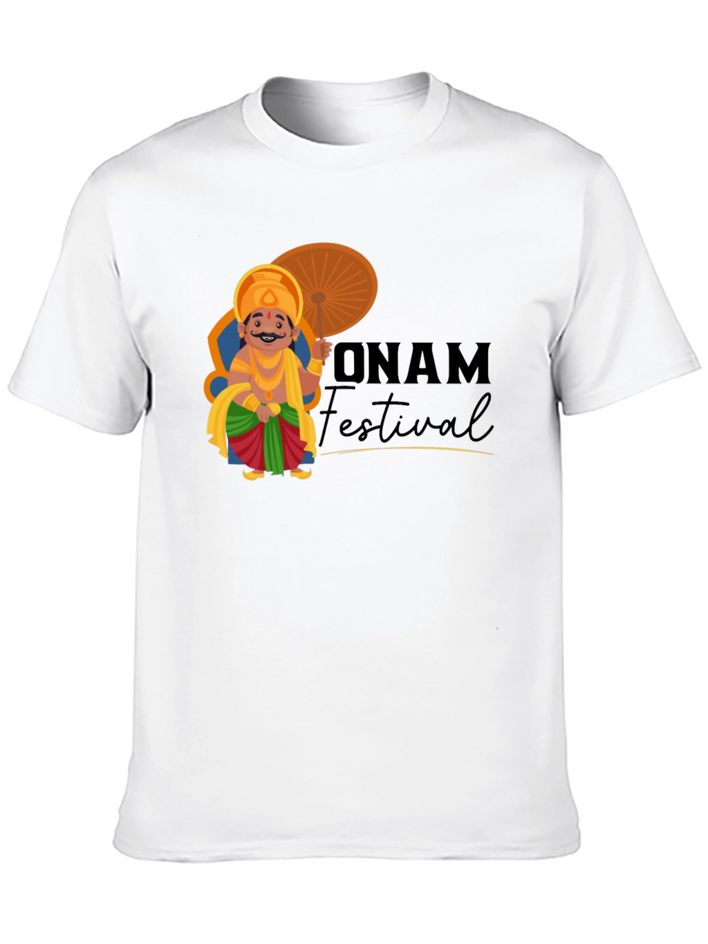 Onam Festival Graphic Tee - Black Cotton T-Shirt