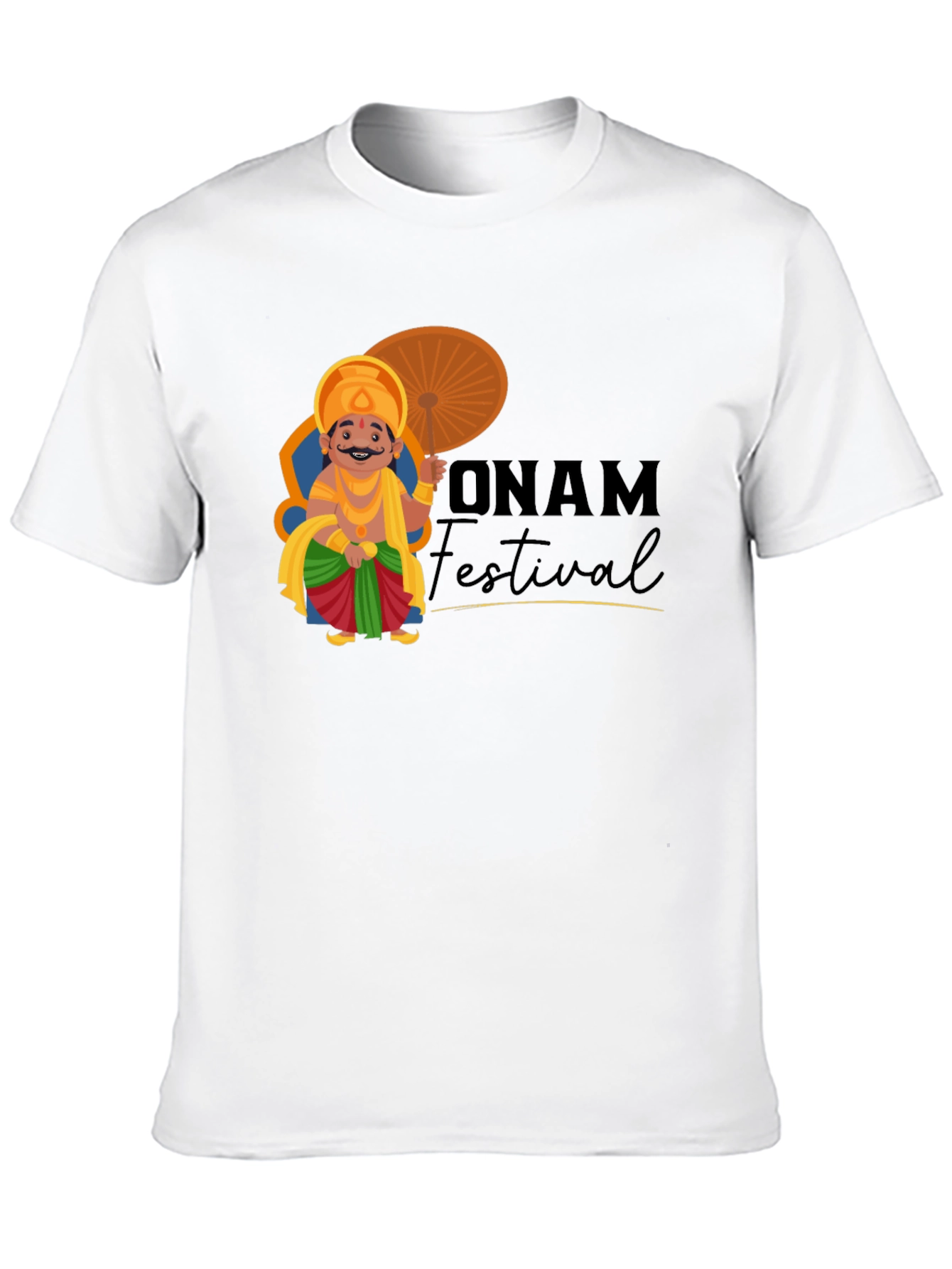 Onam Festival Graphic Tee - Black Cotton T-Shirt