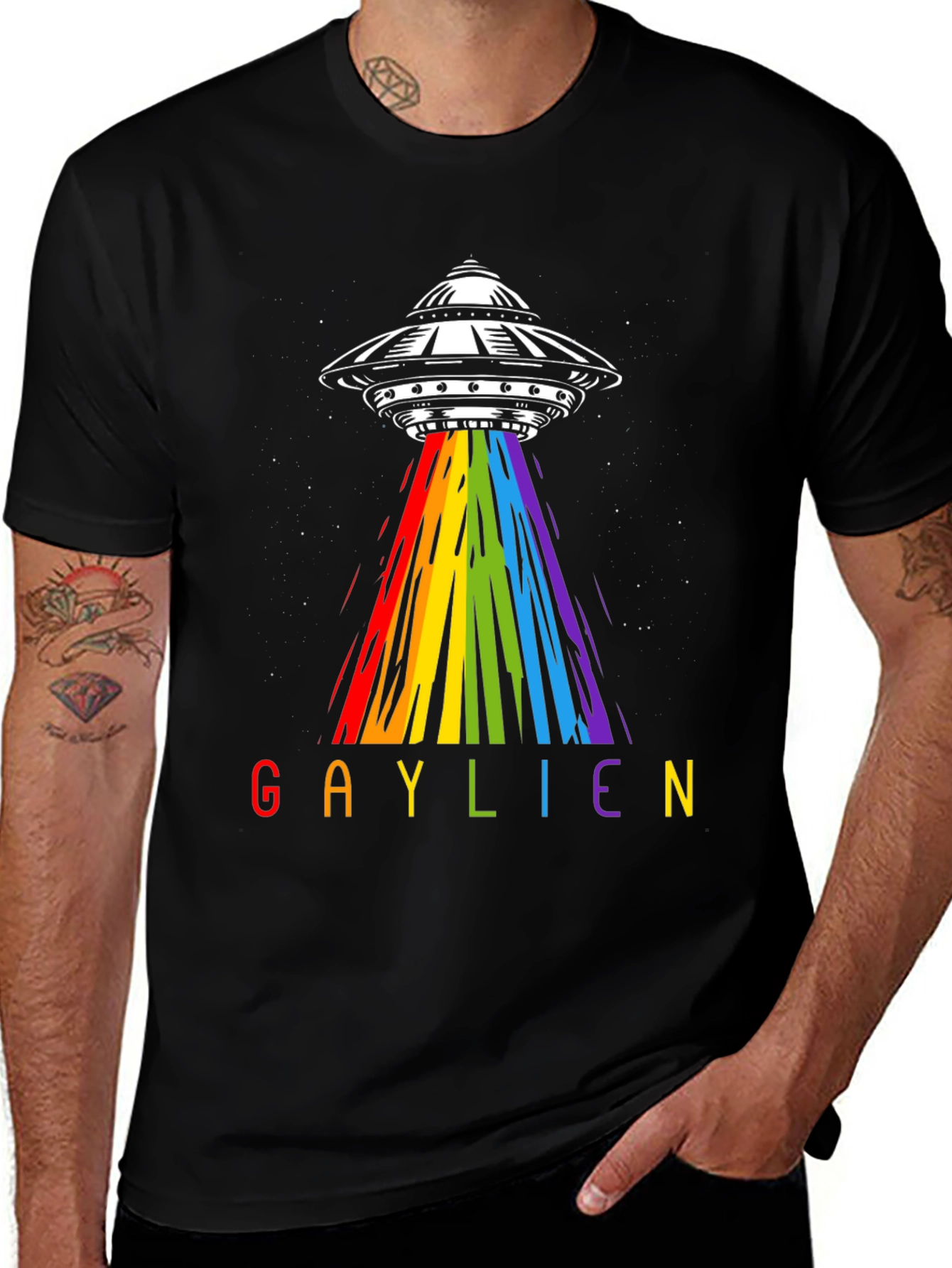 Gaylien UFO Abduction T-Shirt - Rainbow Alien Pride Tee