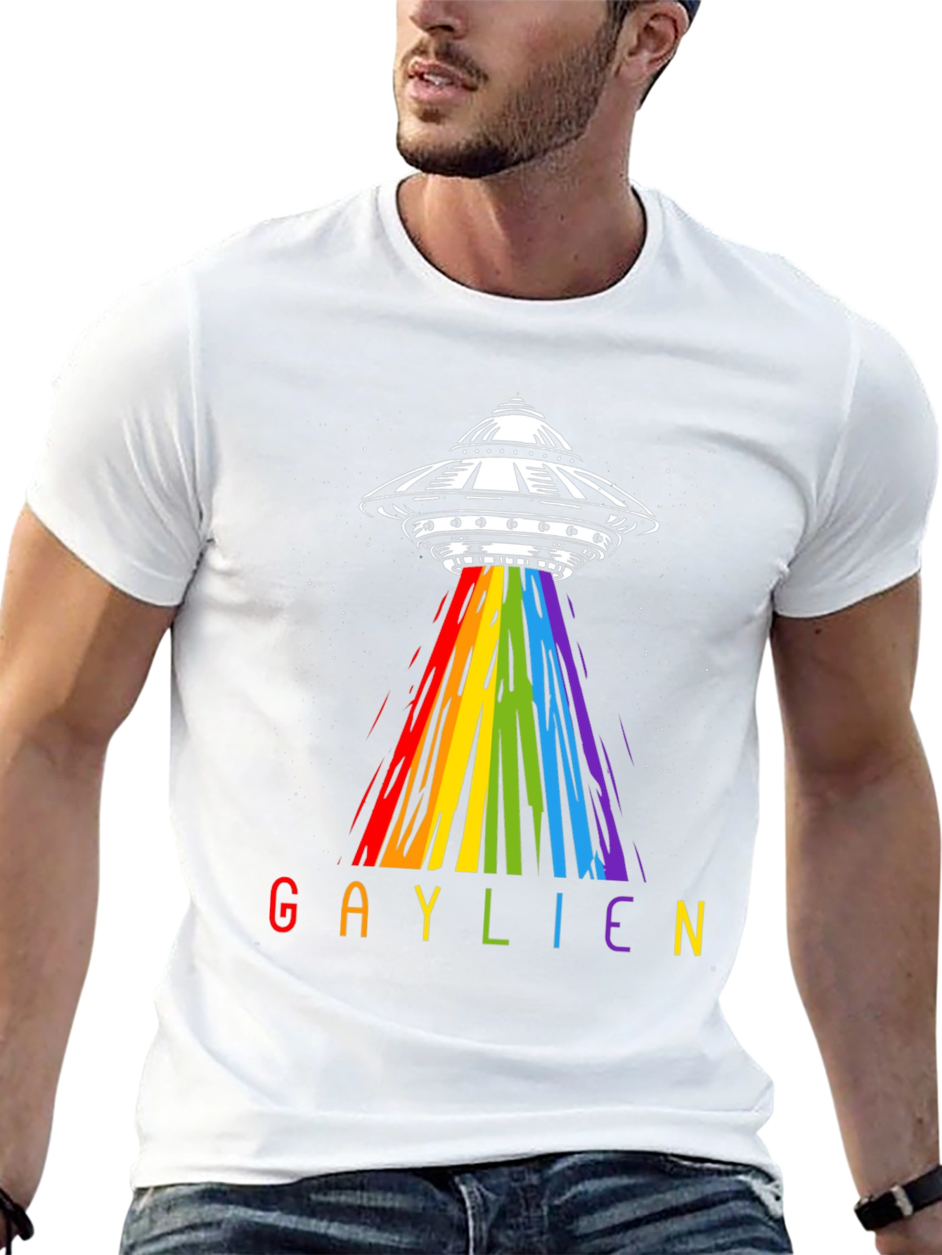 Gaylien UFO Abduction T-Shirt - Rainbow Alien Pride Tee