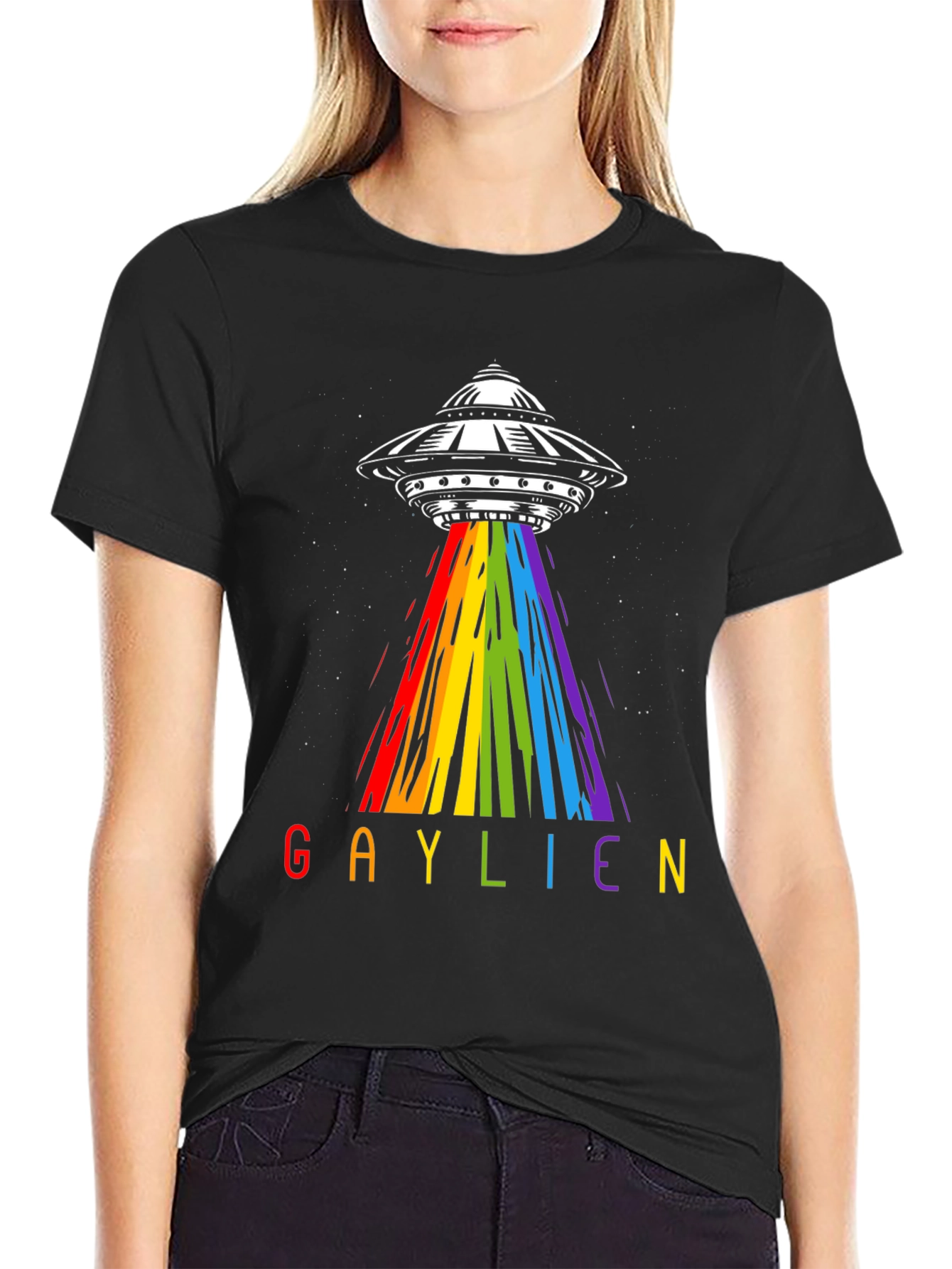 Gaylien UFO Abduction T-Shirt - Rainbow Alien Pride Tee