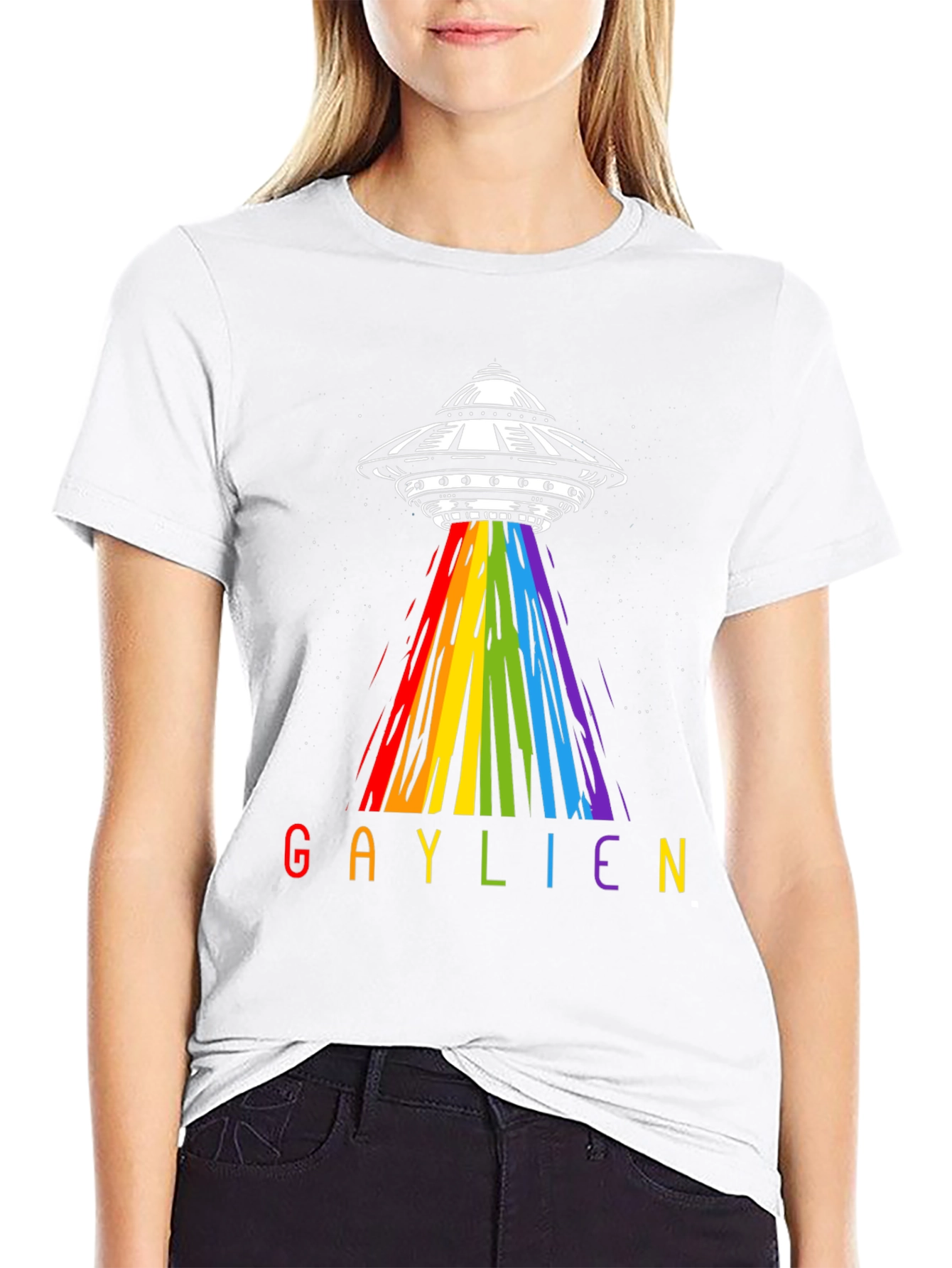 Gaylien UFO Abduction T-Shirt - Rainbow Alien Pride Tee