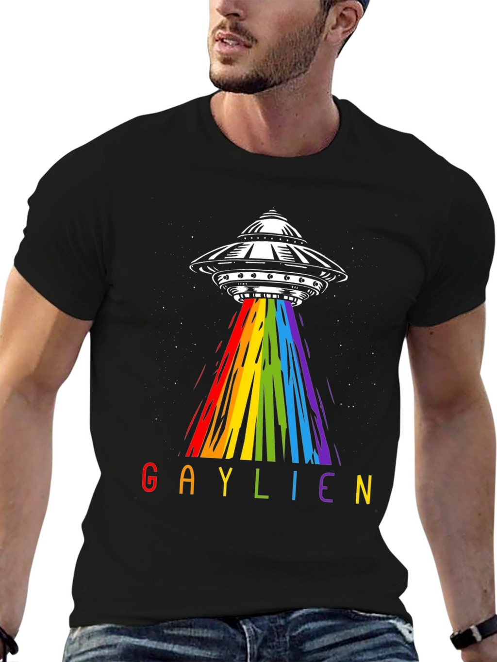 Gaylien UFO Abduction T-Shirt - Rainbow Alien Pride Tee