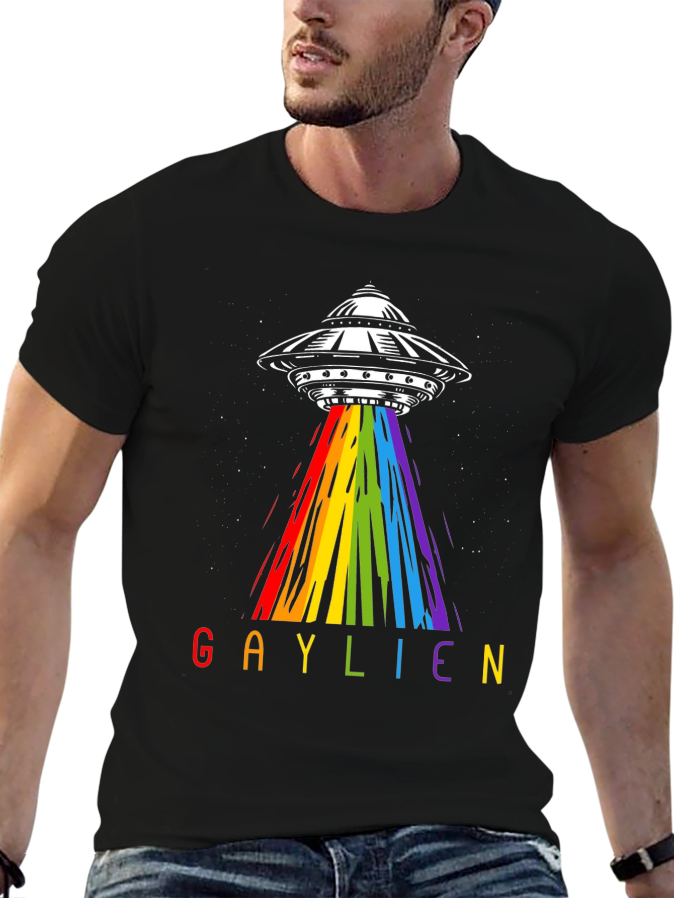 Gaylien UFO Abduction T-Shirt - Rainbow Alien Pride Tee