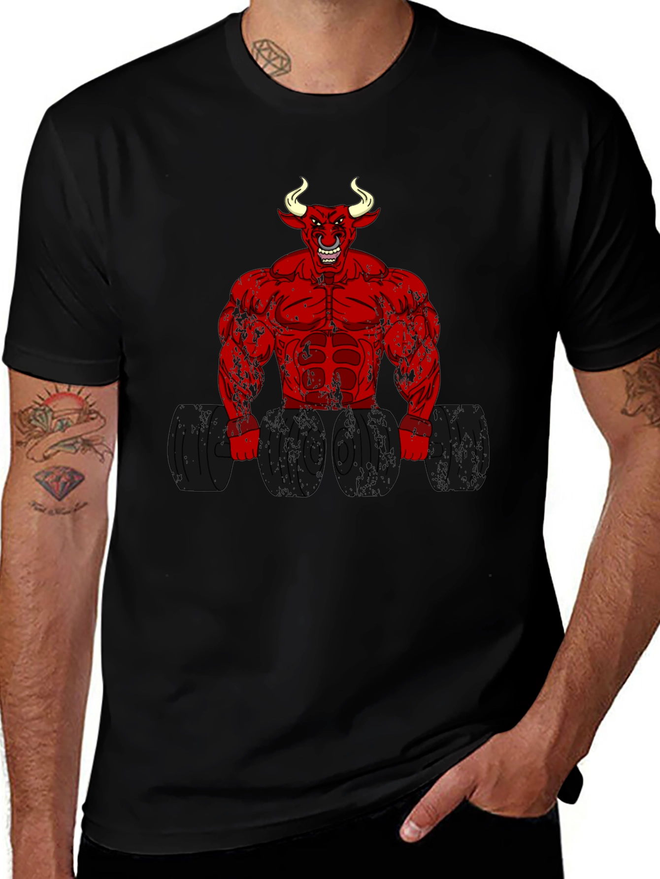 Devil Bull Bodybuilder Graphic T-Shirt