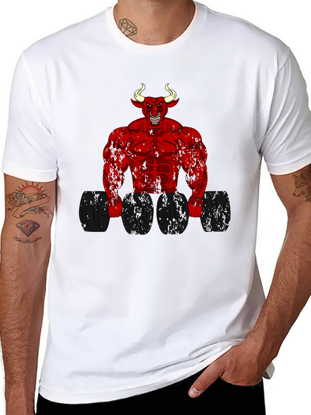 Devil Bull Bodybuilder Graphic T-Shirt
