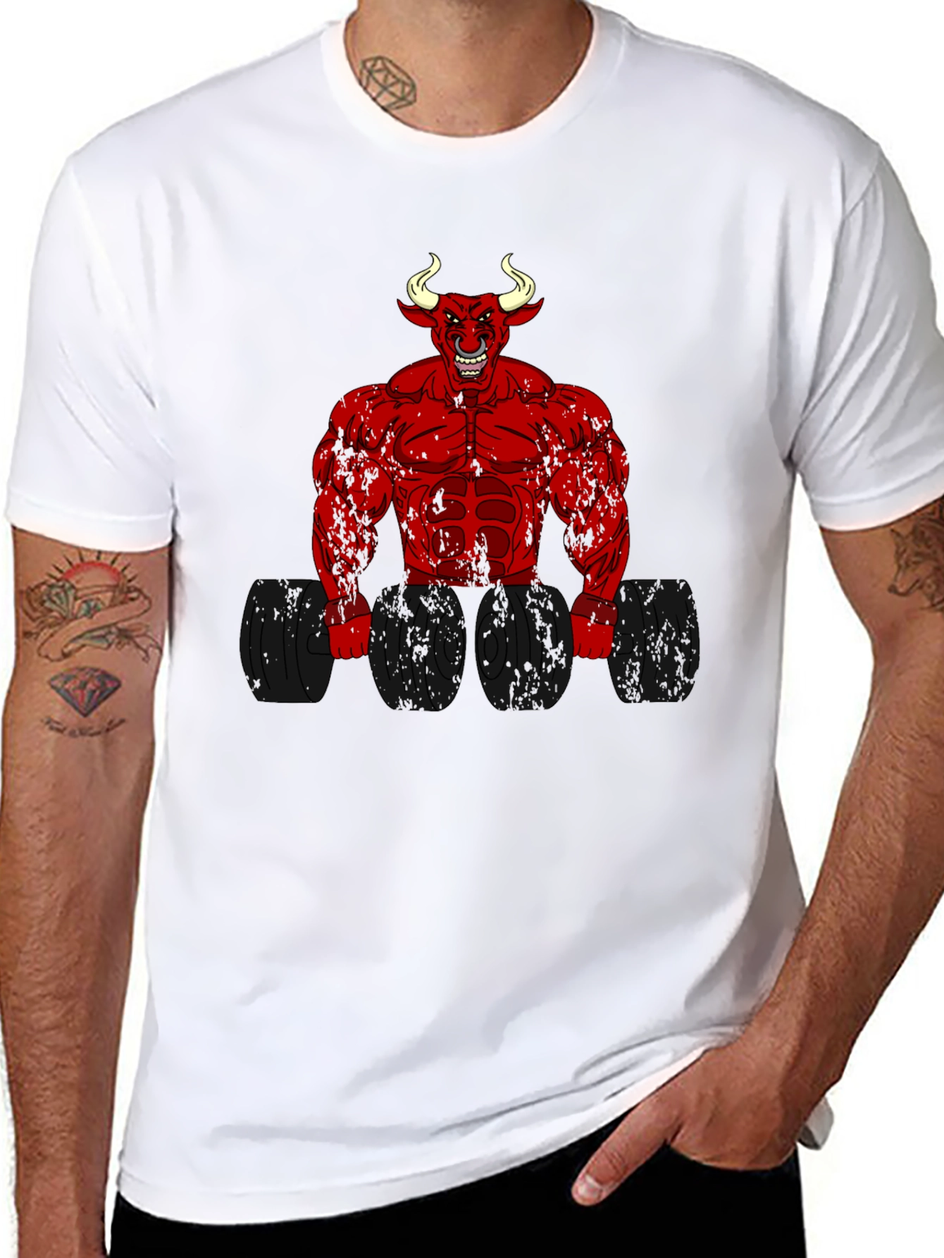 Devil Bull Bodybuilder Graphic T-Shirt