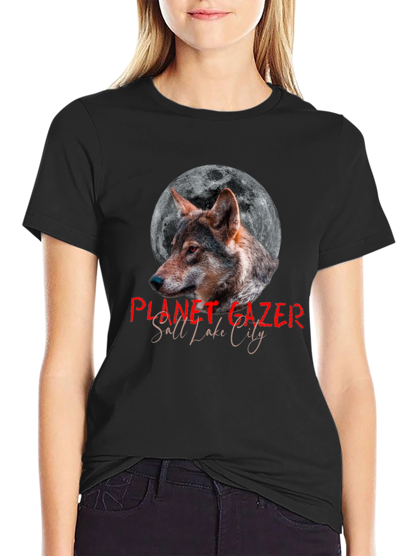Planet Gazer Wolf Graphic Tee - Salt Lake City Design