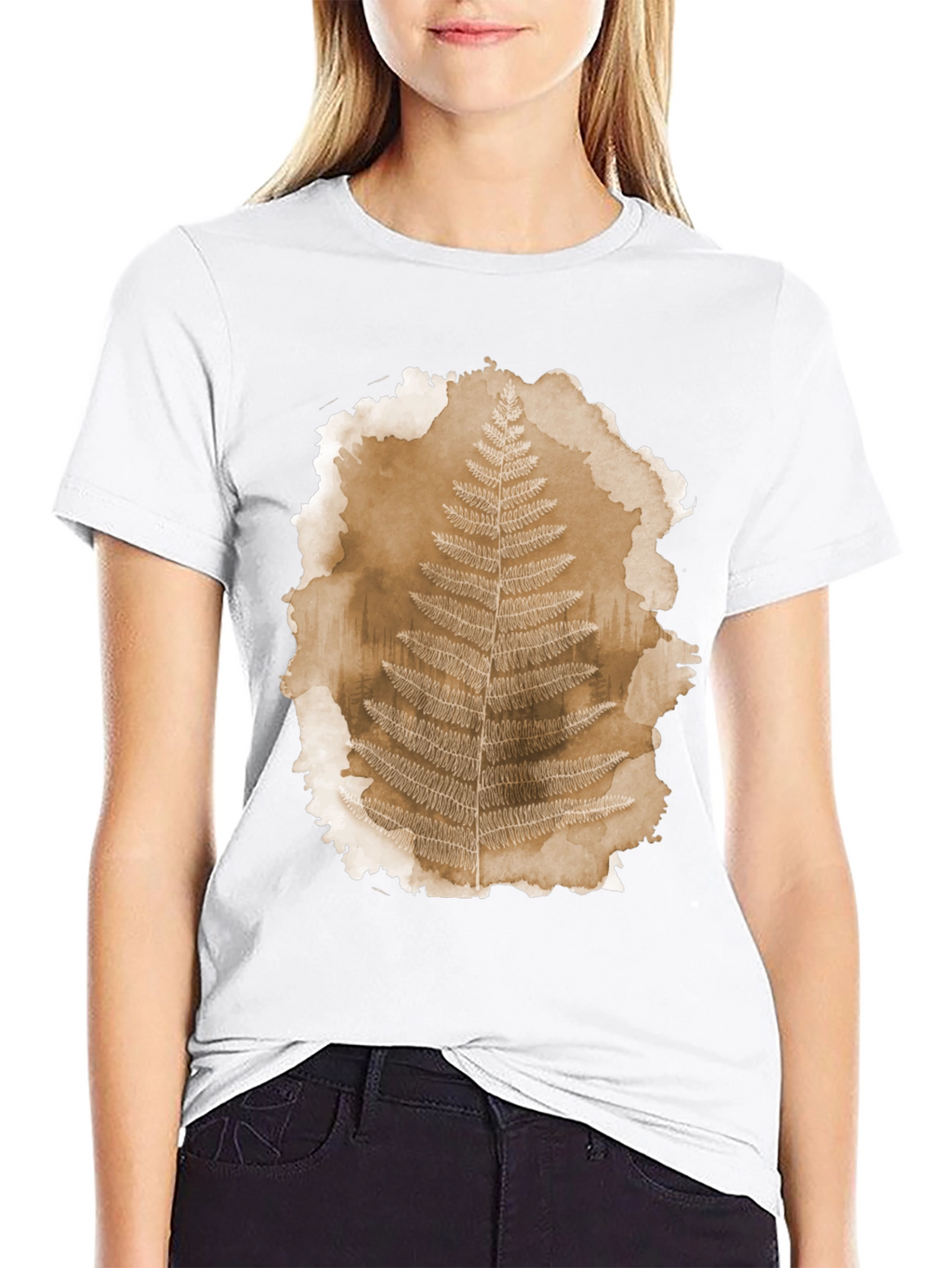 Fern Print Black T-Shirt - Nature Inspired Graphic Tee