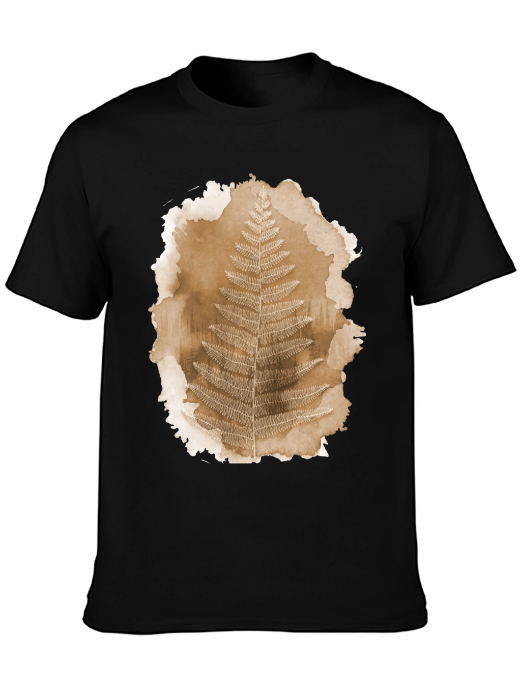 Fern Print Black T-Shirt - Nature Inspired Graphic Tee