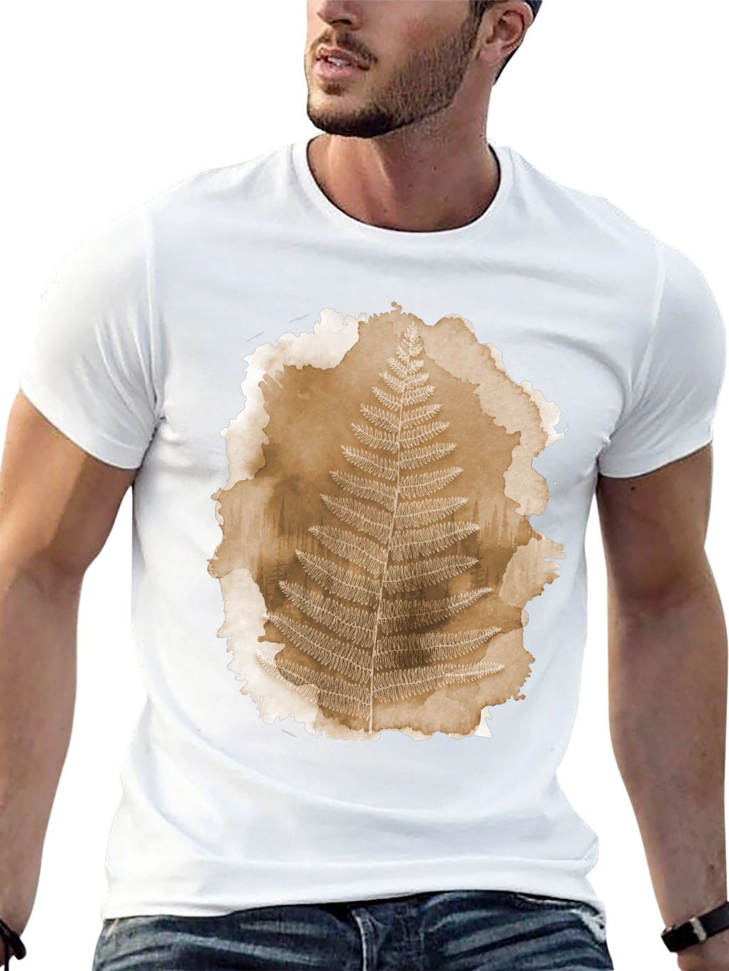 Fern Print Black T-Shirt - Nature Inspired Graphic Tee