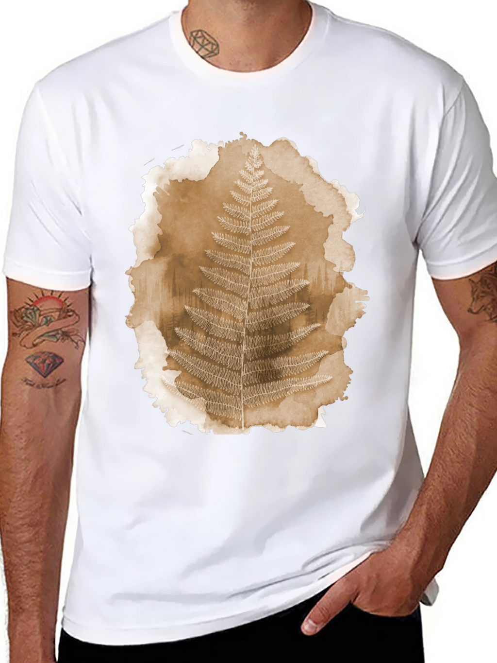 Fern Print Black T-Shirt - Nature Inspired Graphic Tee