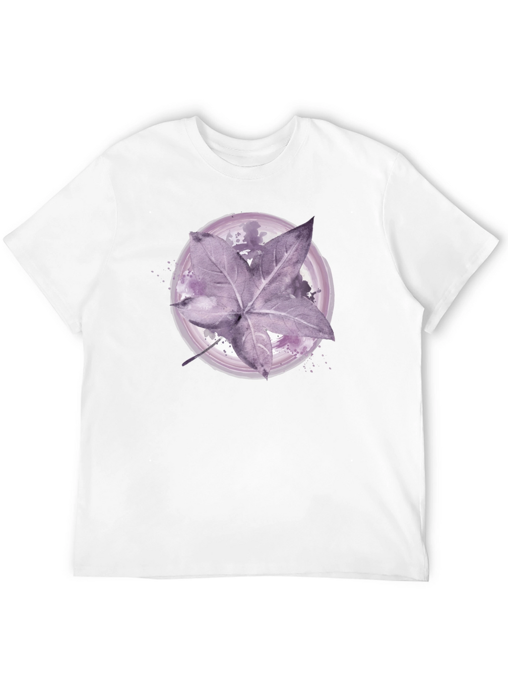 Artistic Leaf Print Black T-Shirt