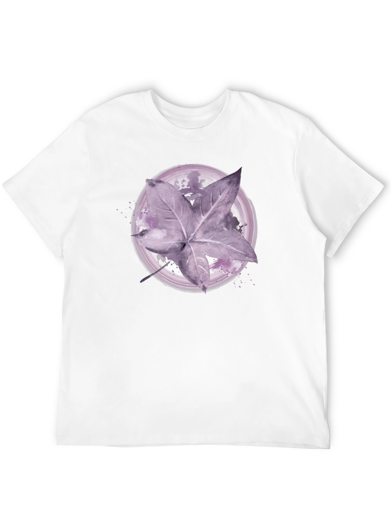 Artistic Leaf Print Black T-Shirt