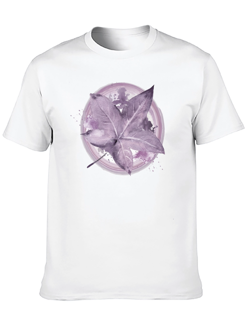 Artistic Leaf Print Black T-Shirt