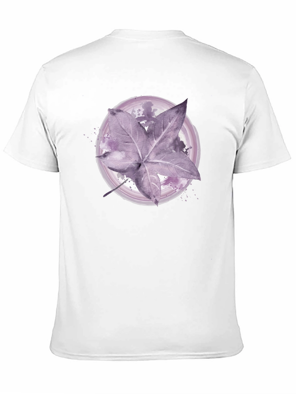Artistic Leaf Print Black T-Shirt