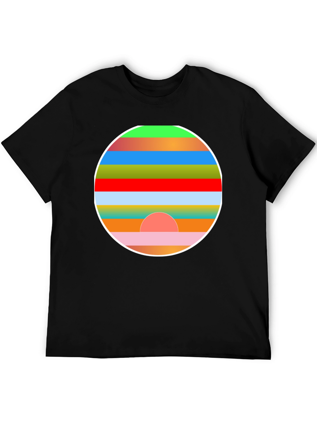 Retro Sunset Graphic Tee - Stylish Mens Black T-Shirt