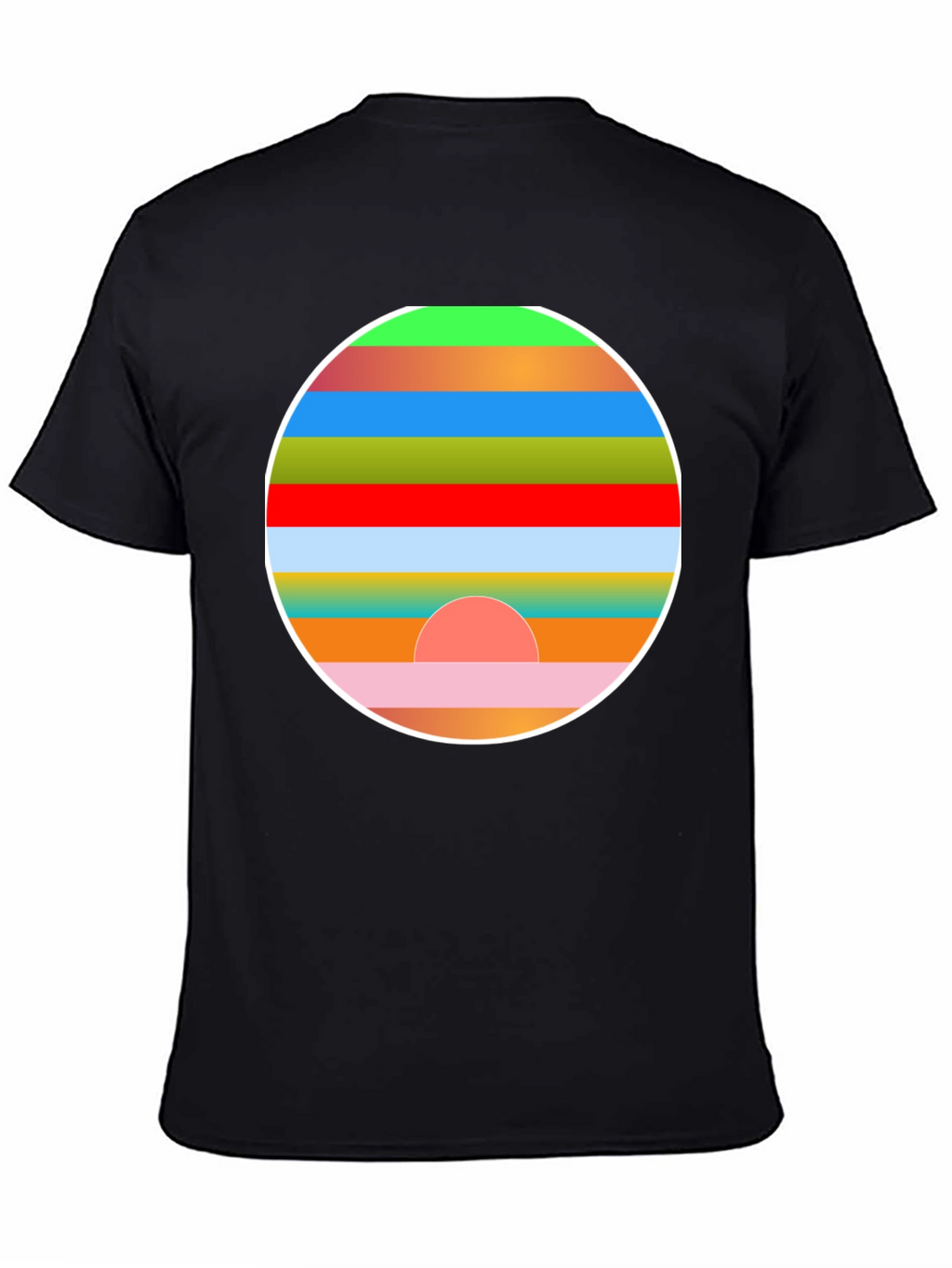 Retro Sunset Graphic Tee - Stylish Mens Black T-Shirt