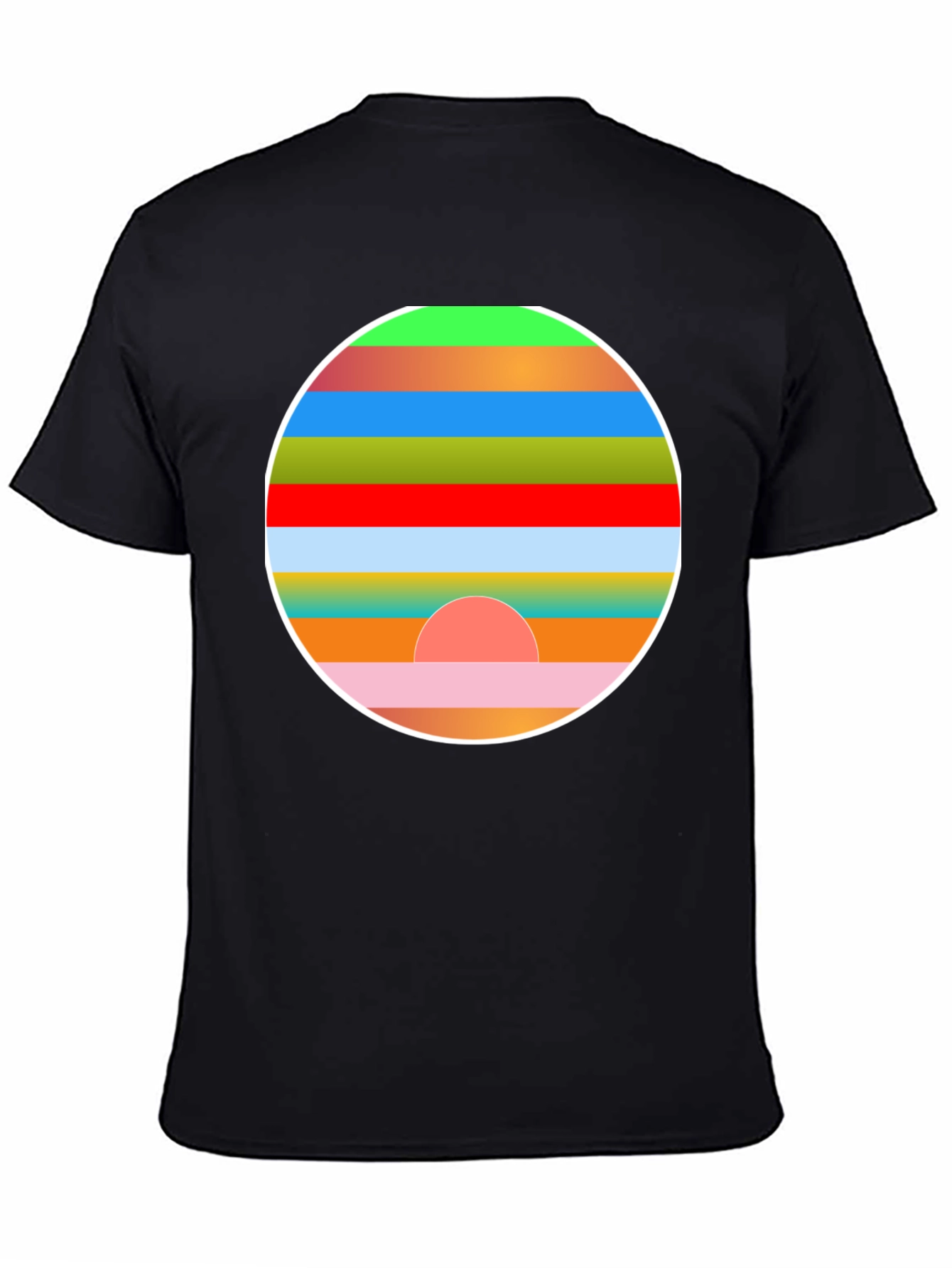 Retro Sunset Graphic Tee - Stylish Mens Black T-Shirt