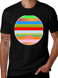 Retro Sunset Graphic Tee - Stylish Mens Black T-Shirt