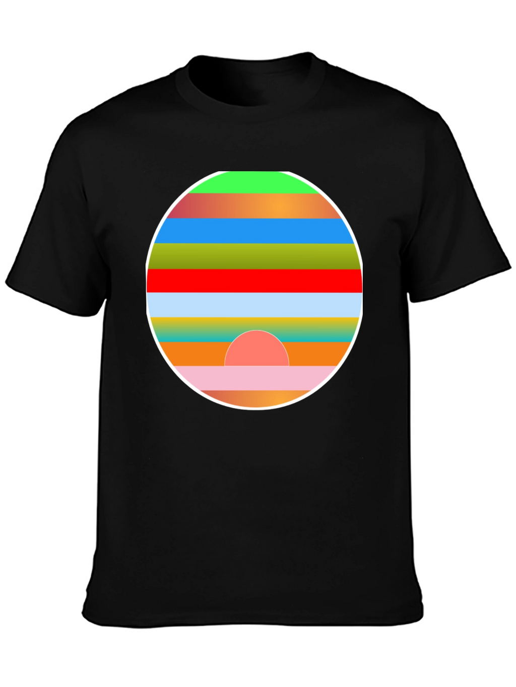 Retro Sunset Graphic Tee - Stylish Mens Black T-Shirt