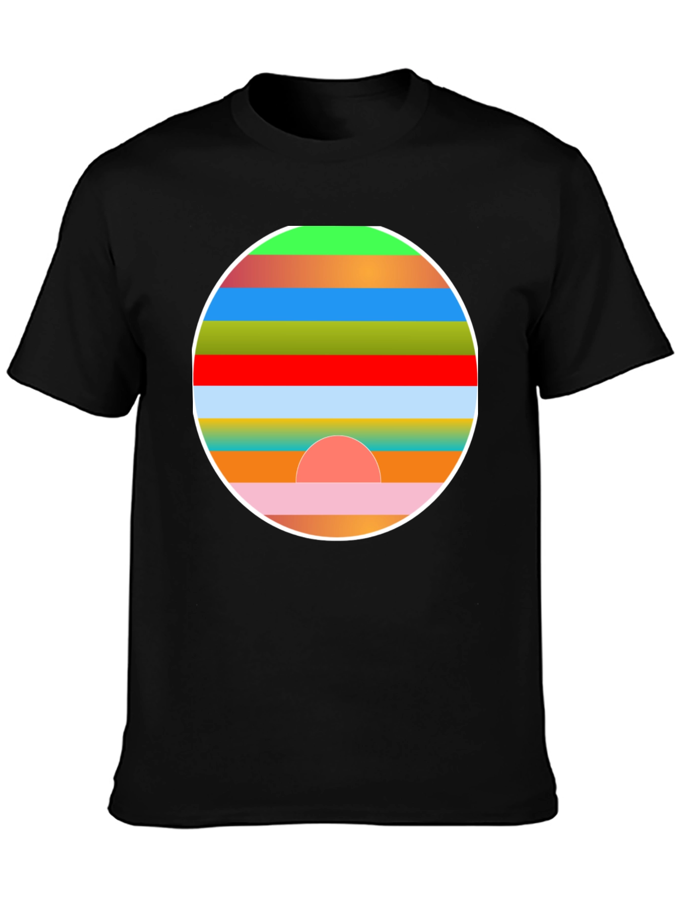 Retro Sunset Graphic Tee - Stylish Mens Black T-Shirt