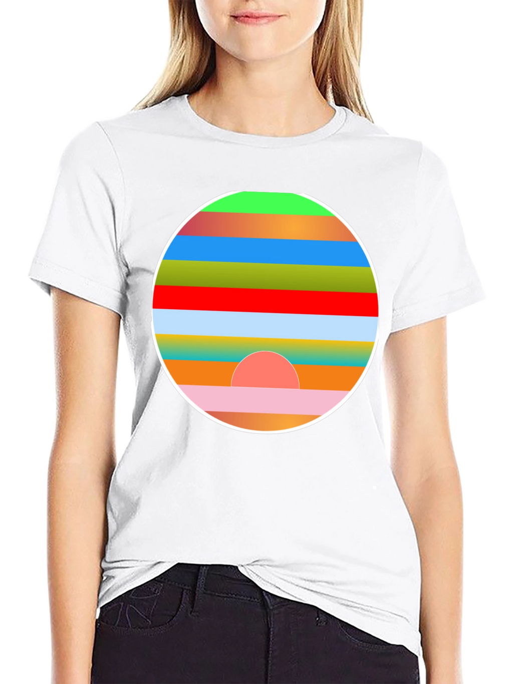 Retro Sunset Graphic Tee - Stylish Mens Black T-Shirt