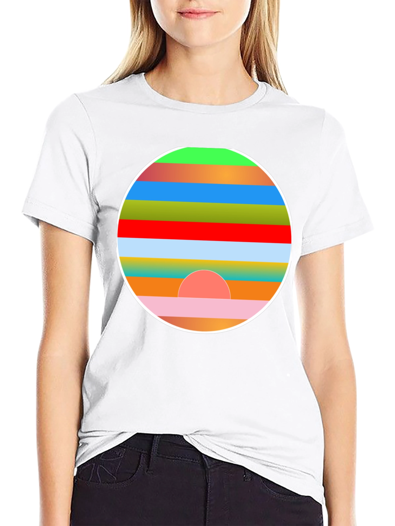 Retro Sunset Graphic Tee - Stylish Mens Black T-Shirt