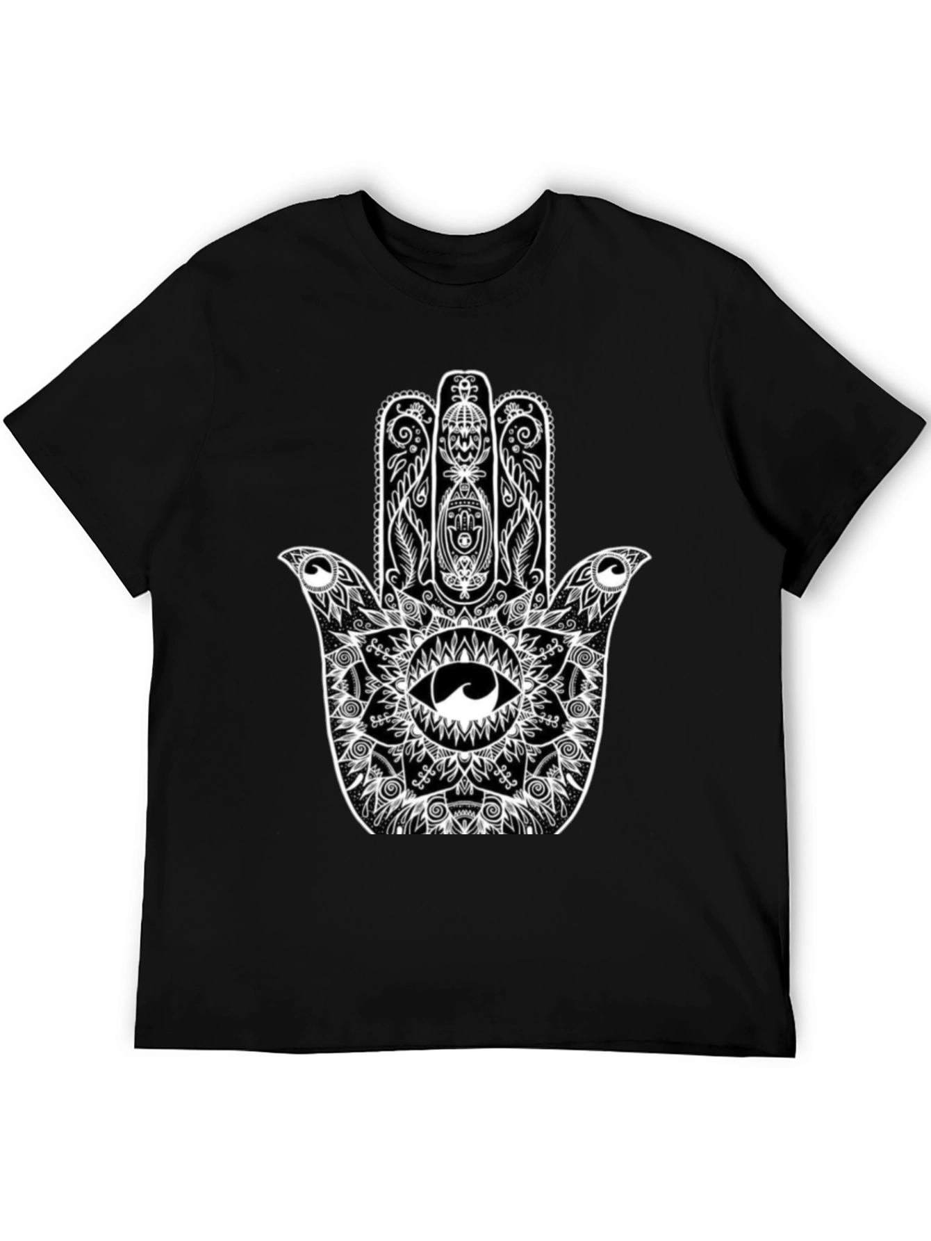 Hamsa Hand Graphic Black T-Shirt